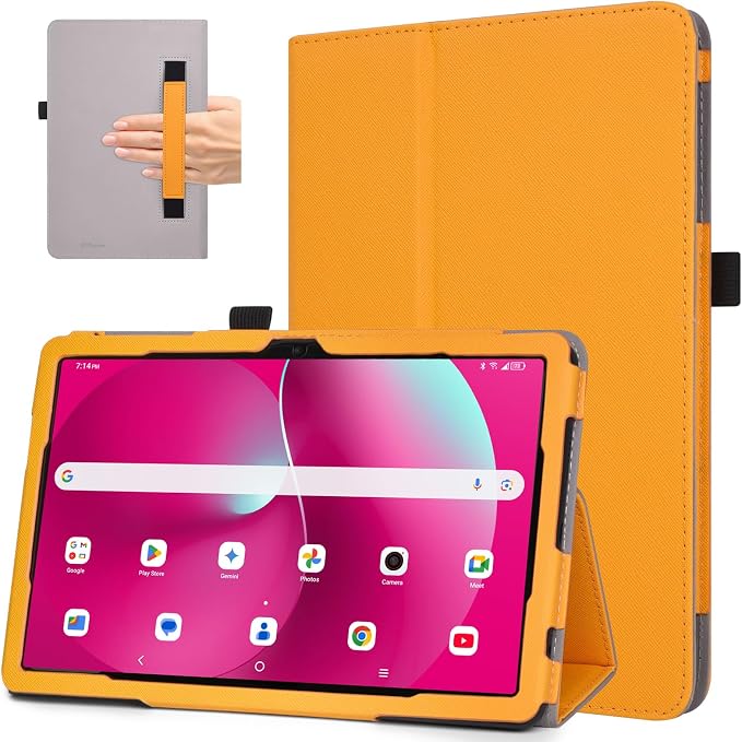 RSAquar Case for T-Mobile Revvl Tab 2 2025 Released 10.1 inch with Pen Loop Lightweight Folding Stand Cover with Hand Strap for Revvl Tab 2 Tablet Black