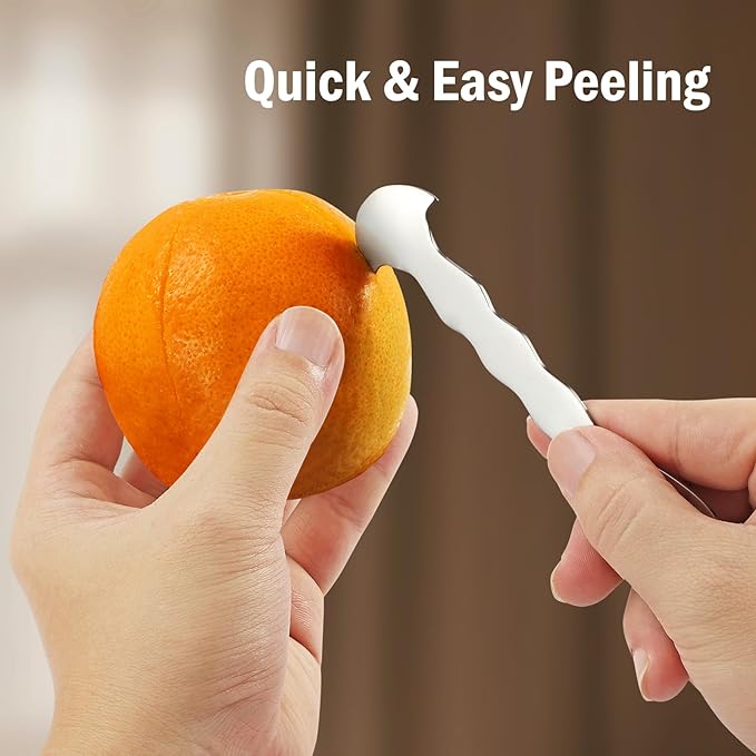 iziusy 2 Pcs Stainless Steel Orange Peeler Citrus Peeler Fruit Remover Opener Ergonomic Safe Cutter & Slicer Tool for Grapefruits, Lemons