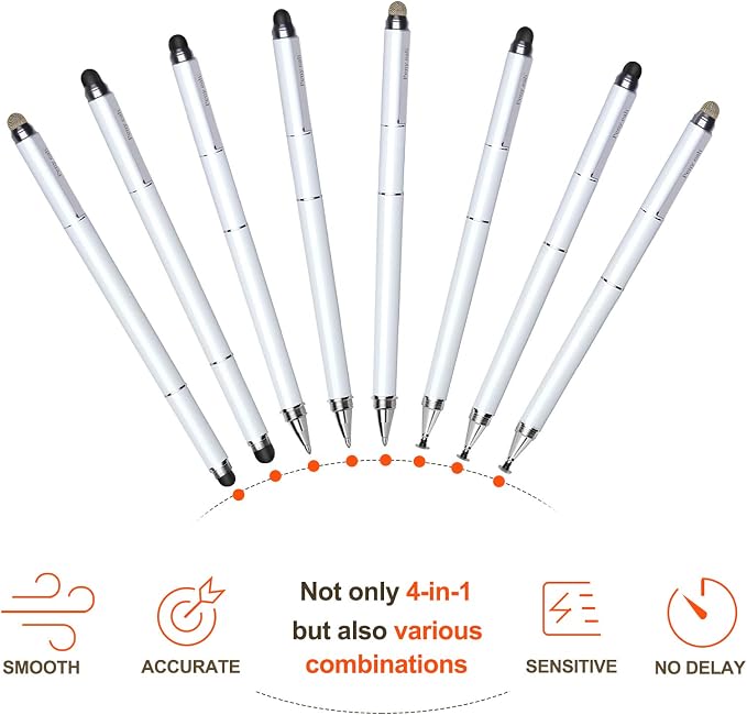 Penyeah Stylus 4-in-1 Stylus Pen for Touch Screen High Precision and Sensitivity DiscMesh2 Sized Rubber Tips Universal for iPhone/iPad/Android/Samsung/HP Tablets All Capacitive Touch Screens-Blue
