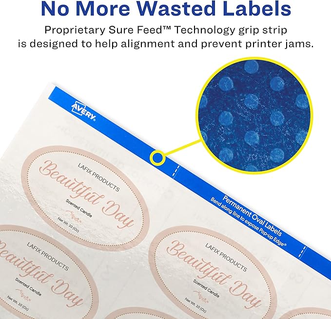 Avery Printable Blank Oval Labels, 1.5" x 2.5", Glossy Crystal Clear, 180 Customizable Labels (22854)