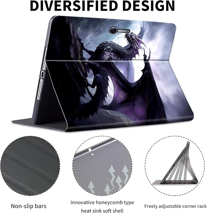 Case for Microsoft Surface Pro 11/10 / 9 13 InchPU Leather Cute Slim Folio Adjustable Stand Cover Case for Surface Pro 11th Edition AIArt Red Dragonfly