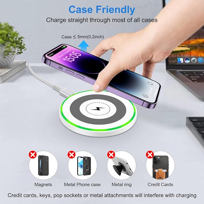 Google Pixel 10a Wireless Charger Fast Charging Pad 2Pack for Pixel 10 Pro XL 9a 9 Pro XL Fold 8Pro 7 6 Pro 15W Android Wireless Charging Station Desk Phone Charger for Samsung Galaxy S26 S25 S24 FE