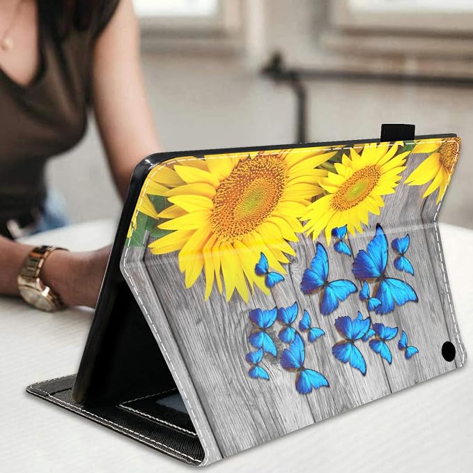 Case for All-New Amazon Kindle Fire 7 Tablet (7 Display 12th Generation 2022 Release) Premium PU Leather Stand Cover with Smart Auto Wake American Flag and Cross