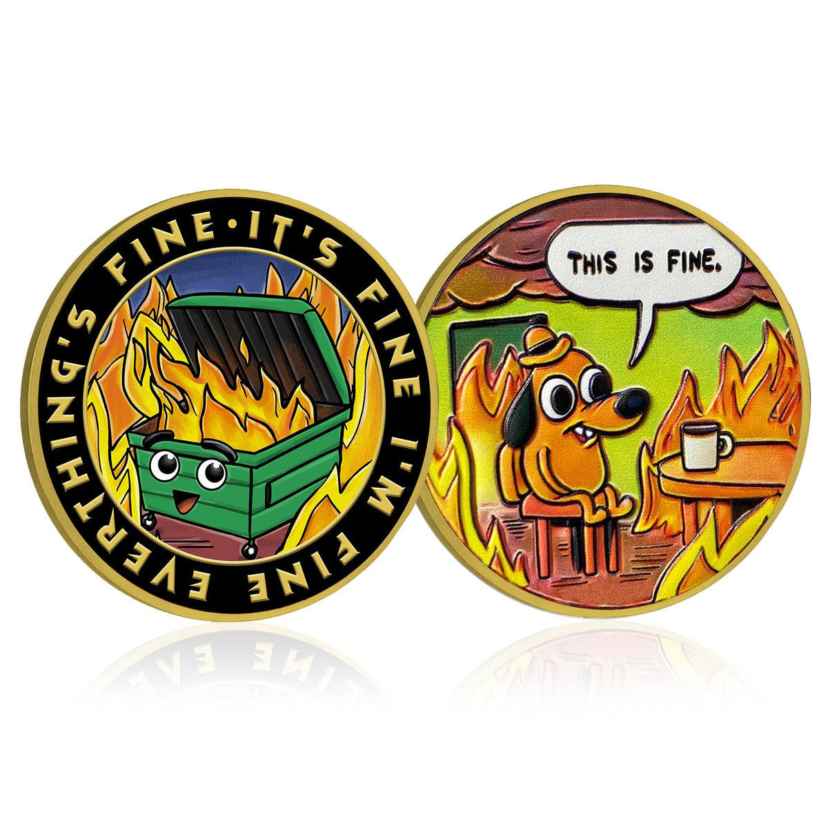 Dumpster Fire Challenge Coin - Double Sided Hilarious Medallion Funny Dumpster Fire Coins, Desk Accessories, for Staff Appreciation Gifts, Commemorative Coin Office Gifts
