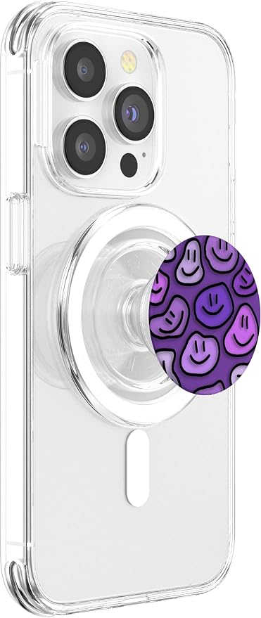 Aesthetic Lavender Purple Liquid Swirl Dripping Smile face PopSockets Adhesive PopGrip