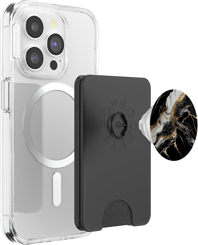 Marble-like Black and White and Gold Colors Pattern PopSockets Adhesive PopGrip