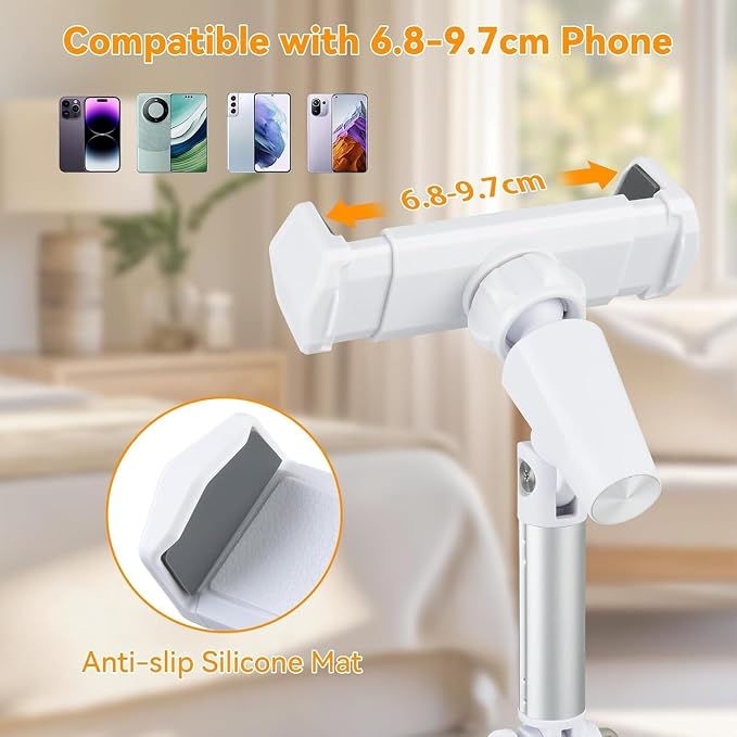 Phone Stand for Desk Angle Height Adjustable Phone Holder for Desk Universal iPhone Holder Retractable Cell Phone Stand Recording