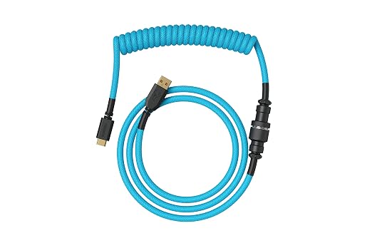 GLORIOUS Coiled Keyboard Cable – Coiled USB C Cable Artisan Braided Cables for Mechanical Gaming Keyboard Coiled Cable - Custom Keyboard Cable (Cobalt Blue)
