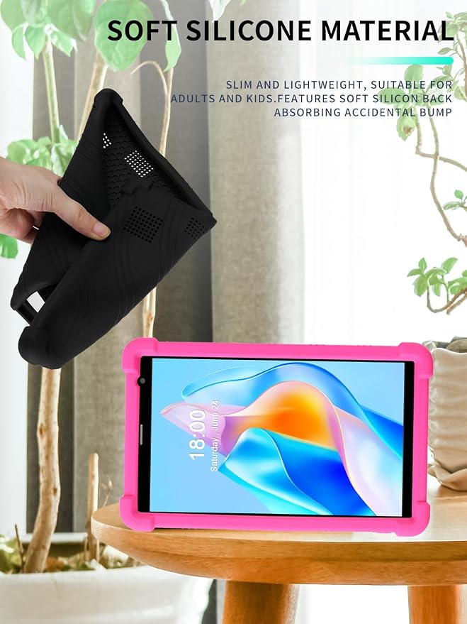 Case for PRITOM B8/PRITOM L8/VASOUN Tab8 Tablet 8 Inch- Soft Silicone Shock Proof Lightweight Stand Rubber Shell Protective CoverKids Friendly Soft Silicone Adjustable Stand CoverBlack
