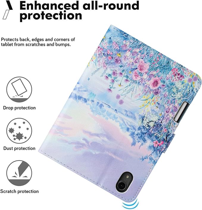 Case for iPad mini 7 A17 Pro &amp iPad mini 6 (2024/2021) Built-in Pencil Holder Premium PU Leather Folio Stand Smart Protective Cover Multi-Viewing Angles and Auto Wake/Sleep - Beach