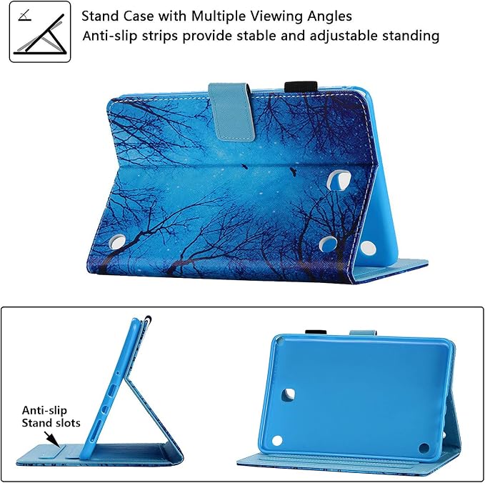 Case for Samsung Galaxy Tab A 8.0 inch Tablet Case 2015 (Model SM-T350/T355/P350/P355) with Pencil Holder [Auto Sleep/Wake] Stand Folio PU Leather Shockproof Cover Magnetic Smart WalletNight