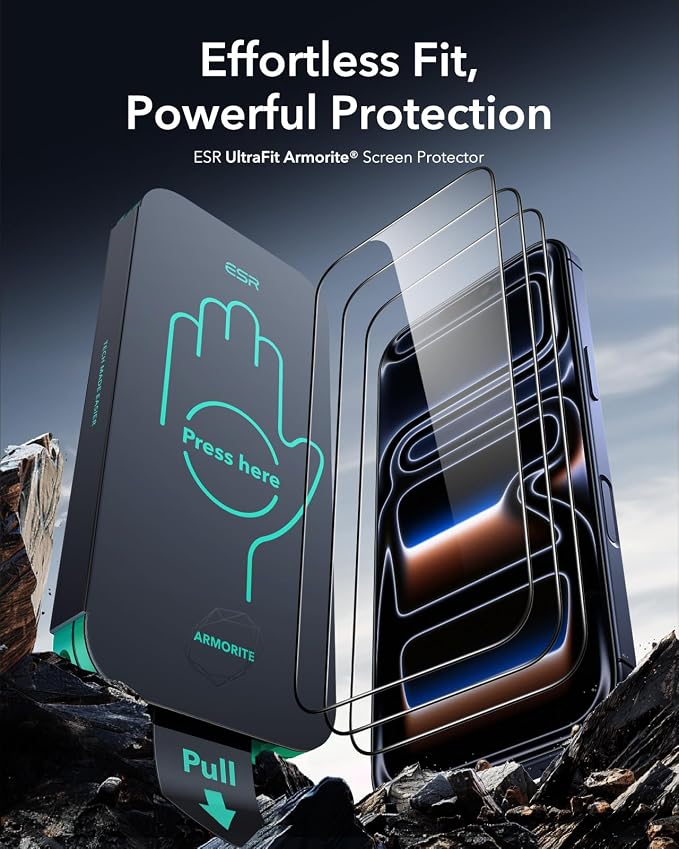 ESR 3 Pack for iPhone 14 Plus/13 Pro Max Screen Protector Armorite | 7X Impact Absorption 9H+ Tempered Glass Easy One-Pull Installation Full-Coverage Protection UltraFit Tray Bubble-Free