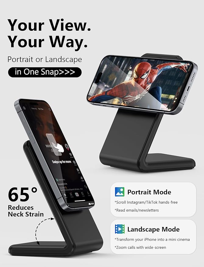 Mag.Safe Charger - iPhone Charger Stand, Fast Magnetic Wireless Charger for iPhone 16/15/14/13/12 Series - Black