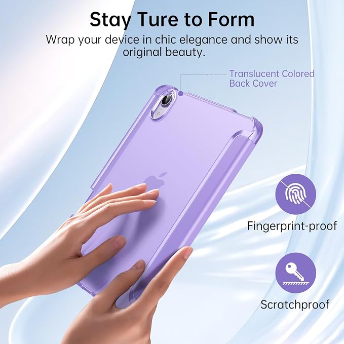 MoKo for iPad mini A17 Pro Case 8.3 Inch 2024 iPad mini 7th/6th Case 2021 | For iPad Mini Case with Pencil Holder Light Trifold Smart Protective Cover with Hard PC Translucent Back Shell Agave Gree