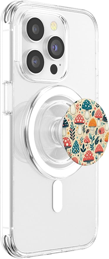 Beige Colorful Mushroom Pattern PopSockets PopGrip for MagSafe
