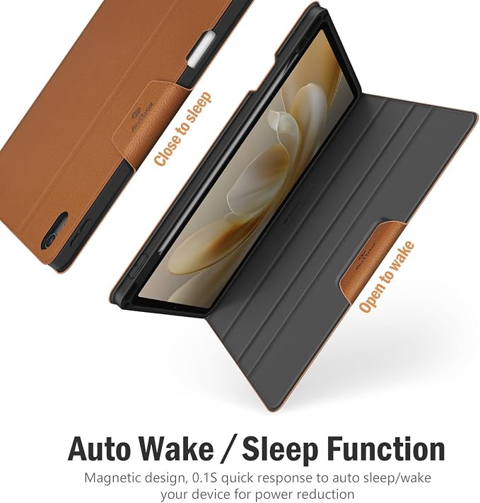 Antbox Case for iPad Air 11-inch M4/M3/M2 (2026/2025/2024) iPad Air 5th/4th Generation 10.9'' Vegan Leather with Pencil Holder Typing Angle Auto Sleep/Wake Muti-Stand (Black)
