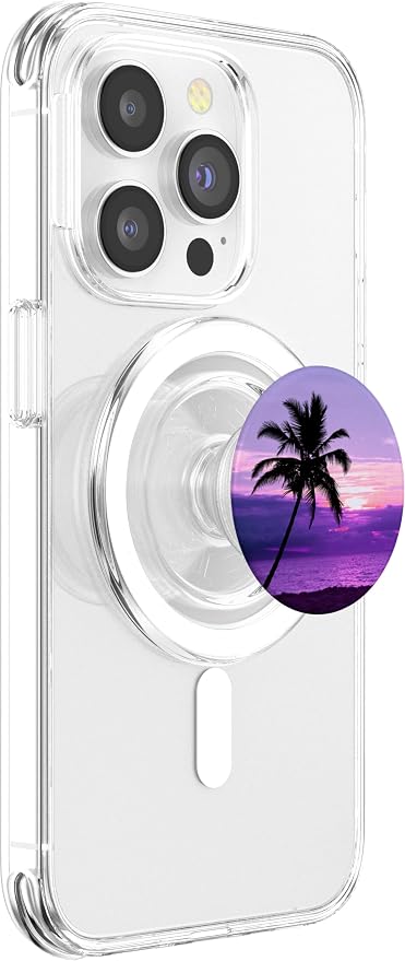 Purple Sunset Beach Palm Trees Tropical Ombre Sky Paradise PopSockets PopGrip: Swappable Grip for Phones &amp Tablets