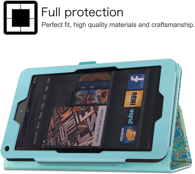 Fintie Folio Case for Kindle Fire 7 1st Gen 2011 Black | Slim Fit PU Leather Foldable Viewing Stand Cover with Stylus Holder and Magnetic Closure