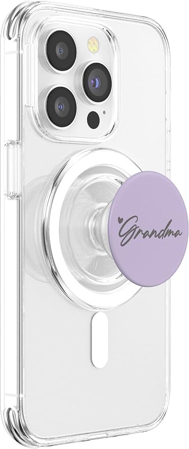 Light Gray Purple Heart Grandma PopSockets Adhesive PopGrip