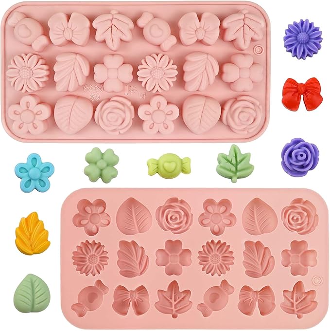 Flower Molds Silicone for Chocolate, Candy, 2 Pcs, 36-Cavity