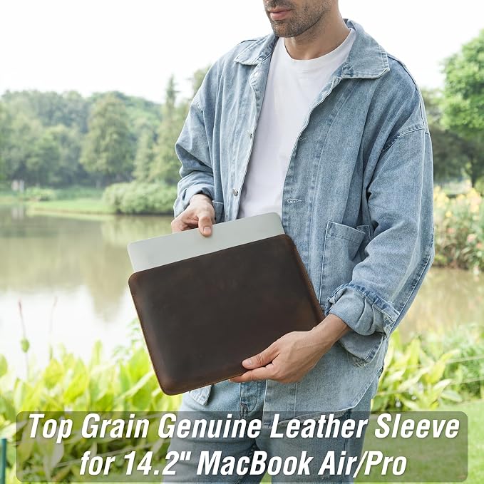 Top Grain Leather 12.9 Tablet Sleeve Slim Protector Vintage Design Fully Handmade Compatible with 12.9 iPad Pro 3/4/5/6 Gen Fits A2233 A2069 A2378 A2379 A2461 A2462 Coffee 12.9 Inch