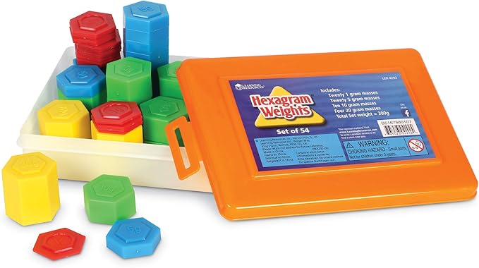 Learning Resources Hexagram Weights - Set of 54 Pieces, Ages 8+, Math Manipulatives for Kids, Teacher Supplies, Back to School, Classroom Must Haves