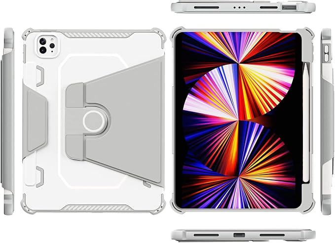 Kids Case for iPad Pro 11 M5/M4 &amp iPad Air 11 (2026/2025/2024) Shockproof Case with Pencil Holder Techcircle Light EVA Foam Handle Stand Bumper Protective Child Friendly Drop Proof Cover Black