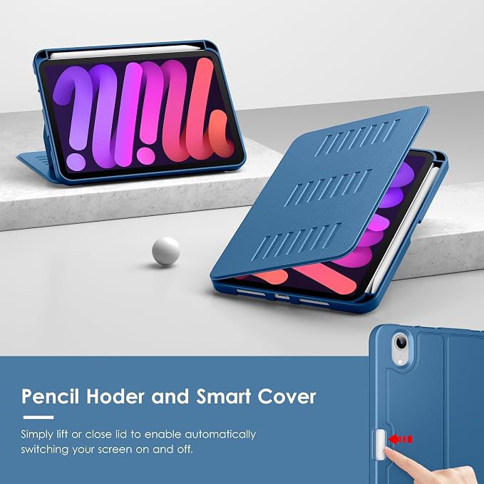 VIKESI Case for iPad mini 7 (A17 Pro) and iPad mini 6Multiple Angles Magnetic Stand CoverShockproof Soft BackPencil Holderand Auto Sleep/WakeBlack