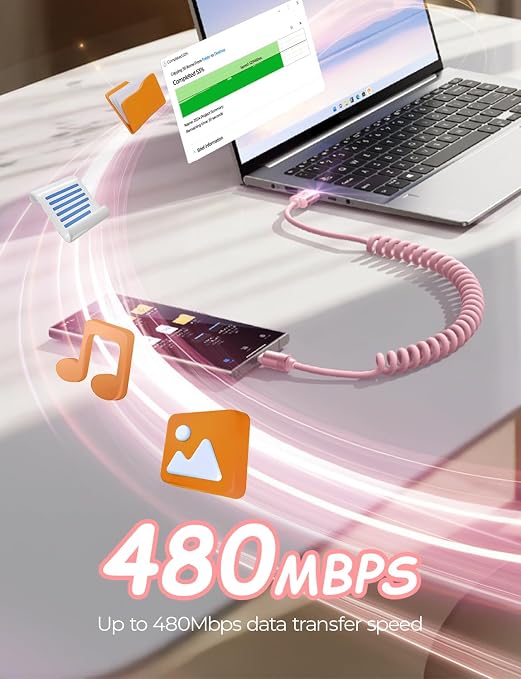 LISEN Chubby Cable Coiled Cable 2 Pack Car Play Cord | for Android Auto Short USB A to USB C Cable for iPhone 17/16/15 Samsung Galaxy S25/S24 A15/A14 Google Pixel 9/8 Blue 4FT