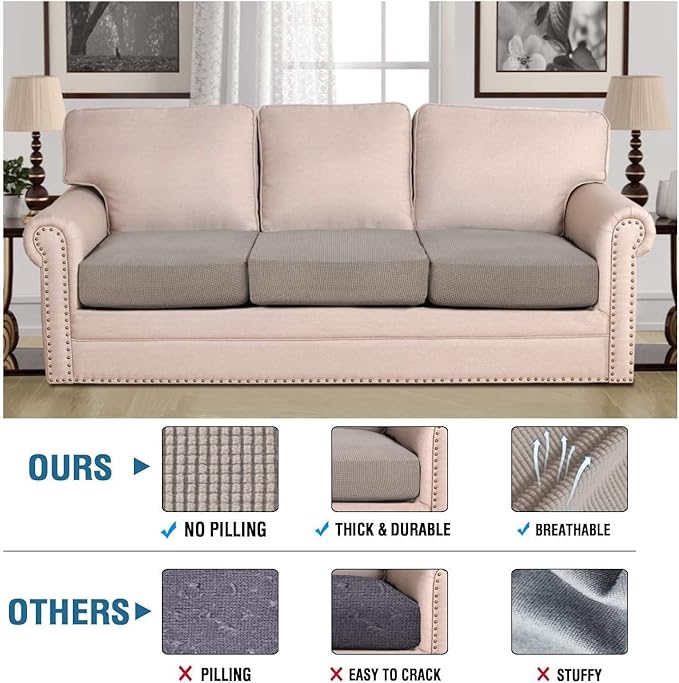 H.VERSAILTEX Super Stretch Stylish Cushions Covers/Furniture Cover Spandex Jacquard Small Checked Pattern Super Soft Slipcover Washable Individual