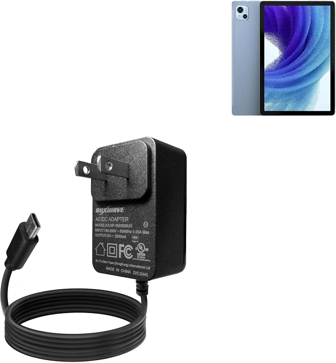 BoxWave Charger Compatible with Oscal Pad 13 - Wall Charger Direct (15W) Rapid Charge Your Device with Built-in 3ft Cable