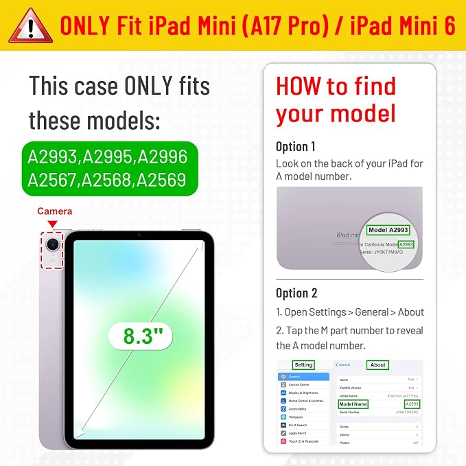 Fintie Clear Case for iPad mini 7th Generation (A17 Pro) / mini 6 8.3 | Slim Hybrid Shockproof Hard PC Back Cover Pencil Holder Viewing &amp Typing Angles Auto Sleep/Wake Black
