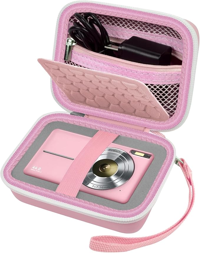 Carrying & Protective Case for Digital Camera, AbergBest 21 Mega Pixels 2.7" LCD Rechargeable HD/Kodak Pixpro/Canon PowerShot ELPH 180/190 / Sony DSCW800 / DSCW830 Cameras for Travel-Pink