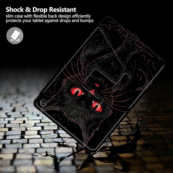 American Flag Deer Pattern Case for All-New Amazon Kindle Fire 7 Inch Tablet (9th/7th/5th Generation 2019/2017/2015 Release)360 Degree Rotating Stand Protective Cover with Auto Sleep/Wake