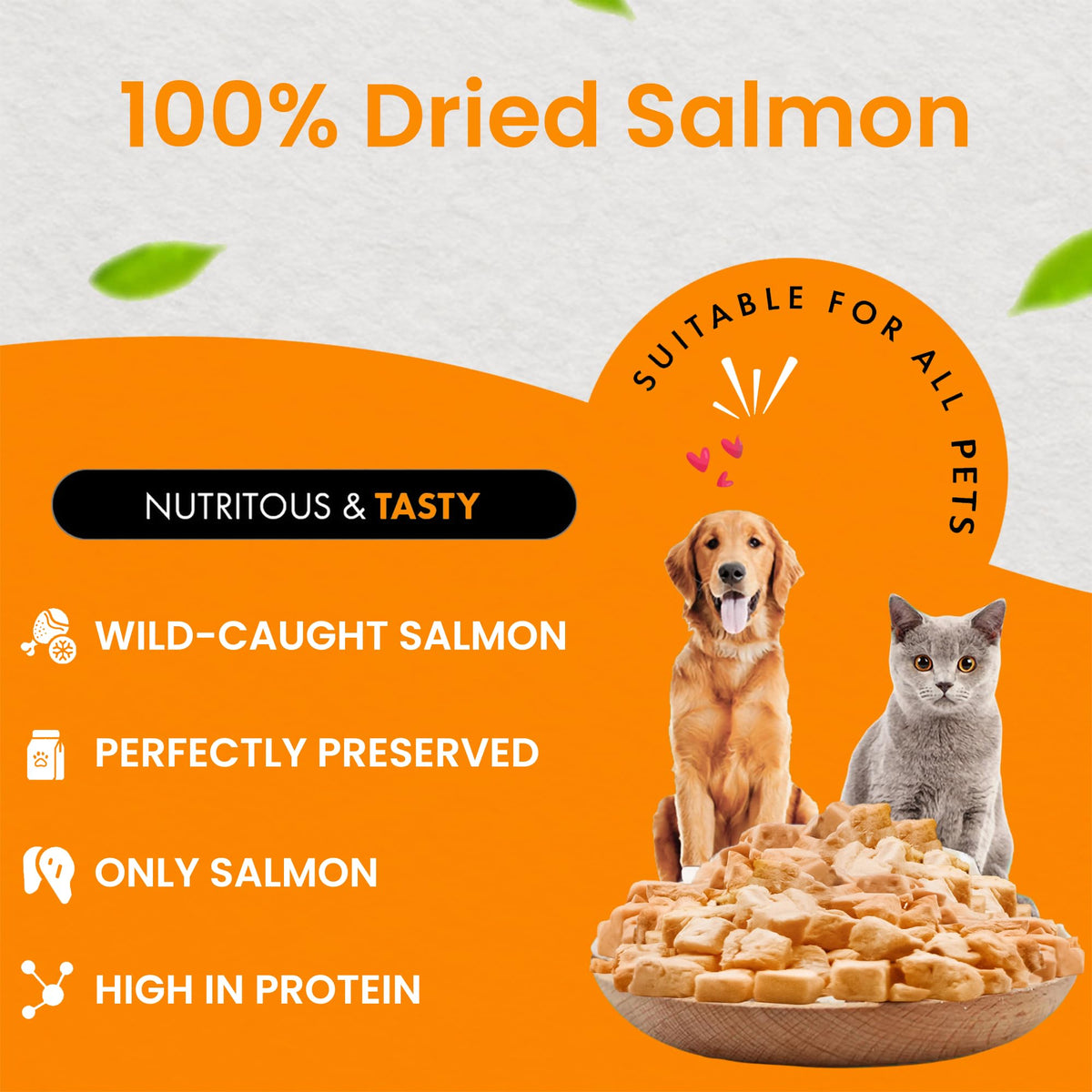 Chef Kitty Wild Caught Freeze Dried Salmon Cat & Dog Treats, Omega-3, 2.7oz