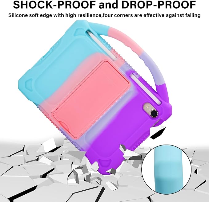 Kids Case for iPad mini 6 2021/Mini 7 2024(A17 Pro)Shockproof Child Protective Cover for Mini 6th/7th Generation Case 8.3 inch (Multicolor)