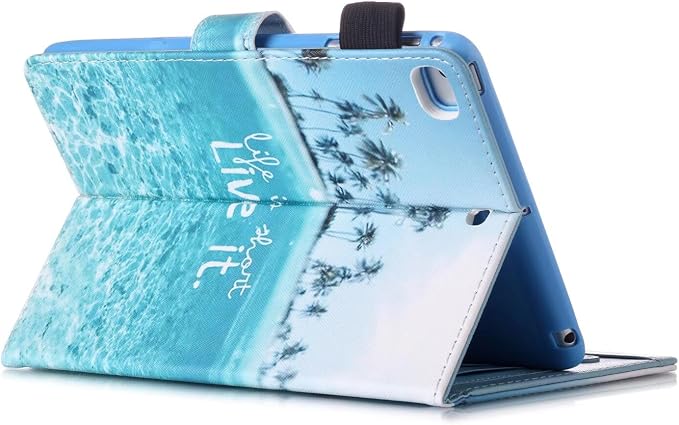 iPad mini Case FANCITY Mini 4 Mini 5 Mini 3/2/1 Smart Wake Sleep Case with Kickstand [Card Slot &amp Pen Holder] PU Leather Protective Cover for Apple iPad mini 4 Mini 5 2019 Mini 2/3 - Beach