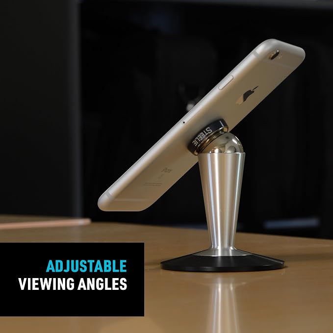 Nite Ize Steelie Pedestal Mount - Tabletop Stand Compatible with MagSafe iPhones &amp Tablets - Magnetic Desk Phone Mount - Phone Holder Accessories for Hands-Free Use &amp Adjustable Viewing
