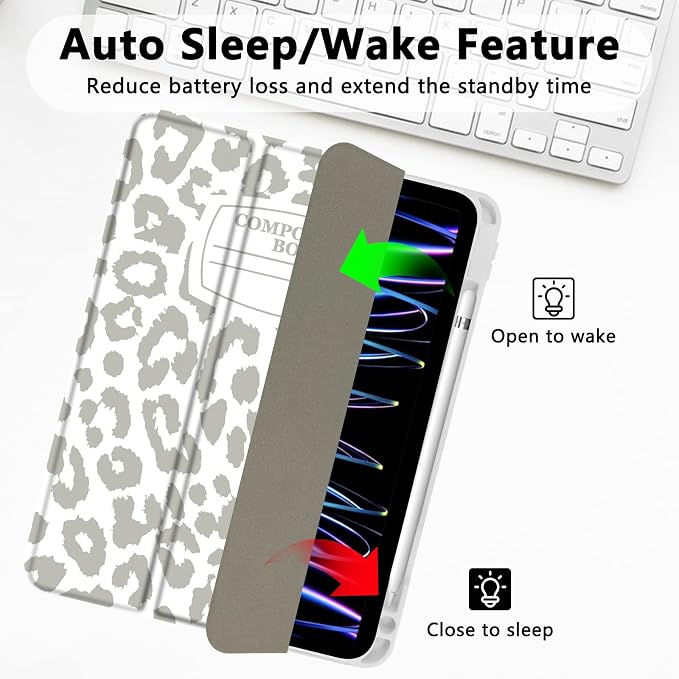 for iPad Pro 11 Inch Case 2022(4th Gen)/2021(3rd Gen)/2020(2nd Gen) with Pencil Holder TPU Shockproof Frame and Protective Leather Cover [Auto Sleep/Wake] Black Cow