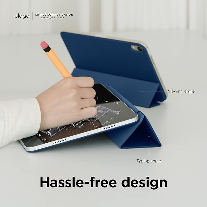 elago Case for iPad A16 10th Generation | iPad Case with Magnetic Attachment to Metal Materials Compatible with elago's Apple Pencil case (Blue)