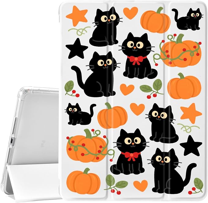 JOYLAND Blue Turtle for iPad Air 11 Inch M3(2025)/M2 (2024)Air 5th/4th Generation Case 2022/2020 10.9 Inch with Pencil Holder-Trifold Stand Protective Cover with Soft TPU BackBlack