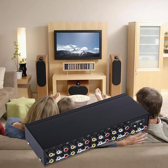 Manual 8Way Video Signals Switcher Box 8in 1Out Video Vid Switching Box Switcher Easy Switching Device Source Management