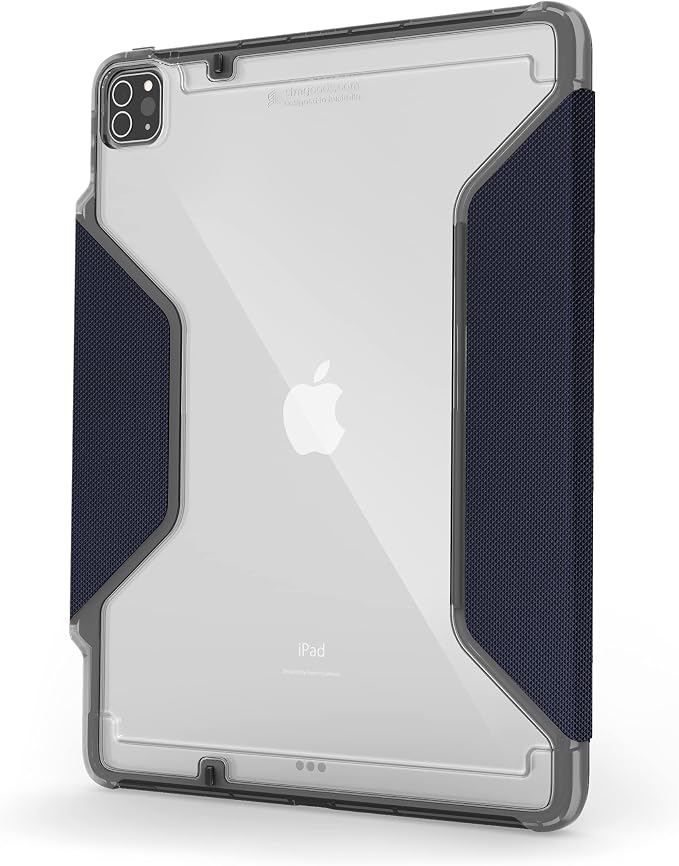 STM Dux Plus for iPad Pro 12.9 (3rd-6th Gen): Ultra Protective Lightweight with Clear Back Apple Pencil Holder Battery Saving On/Off Cover - Black