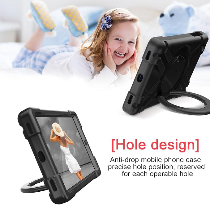 AKABEILA Compatible with Amazon Fire HD 8 2020/2022 Tablet Case，Rugged Kids Case with Stand Lightweight Shockproof Kids Friendly Tablet Cover Black
