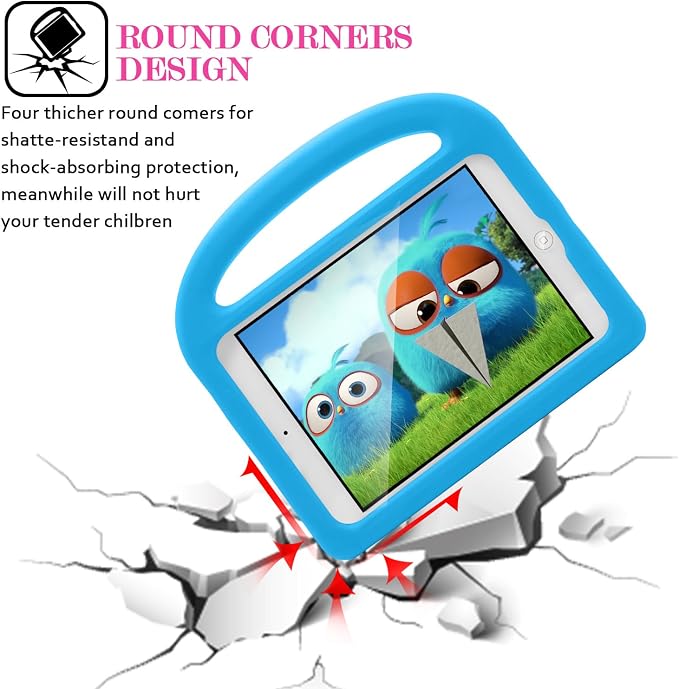 Kids Case for iPad 6th/5th Generation iPad 9.7 inch 2018/2017 and iPad Air 1/Air 2 Case with Handle/Kickstand EVA Foam Shockproof Stand Cover for iPad Air 1st/2nd Gen/iPad Pro 9.7Black Bird
