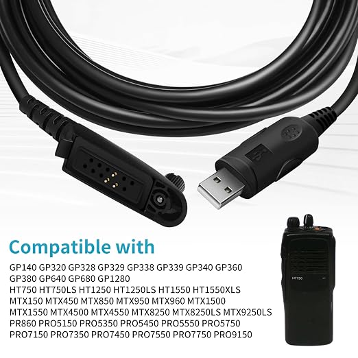 RKN4075 USB Programming Cable for Motorola HT1250 HT1250LS GP140 GP320 GP328 GP329 HT750 HT750LS HT1550 HT1550XLS ATS2500 Radi