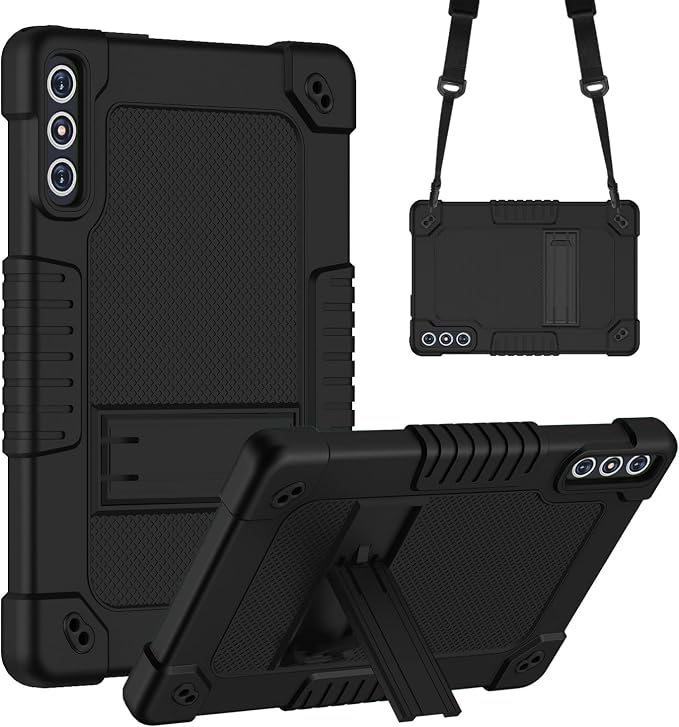 Case for KADYBE D106 Tabletfor MEIZE D106 Tablet CaseShockproof Hybrid Case with Shoulder Strap for VOZIZOV D106 Android 14/KADYBE D106/MEIZE D106/FEONAL 10.1 inch 2024 Tablet (Black)