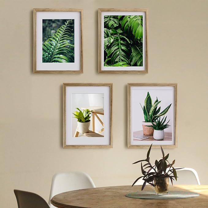 Egofine 12x16 Picture Frame with Plexiglass Made of Solid Wood, Display Pictures 9x12/11x14 with Mat or 12x16 Without Mat for Wall Mounting, Carbonized Brown