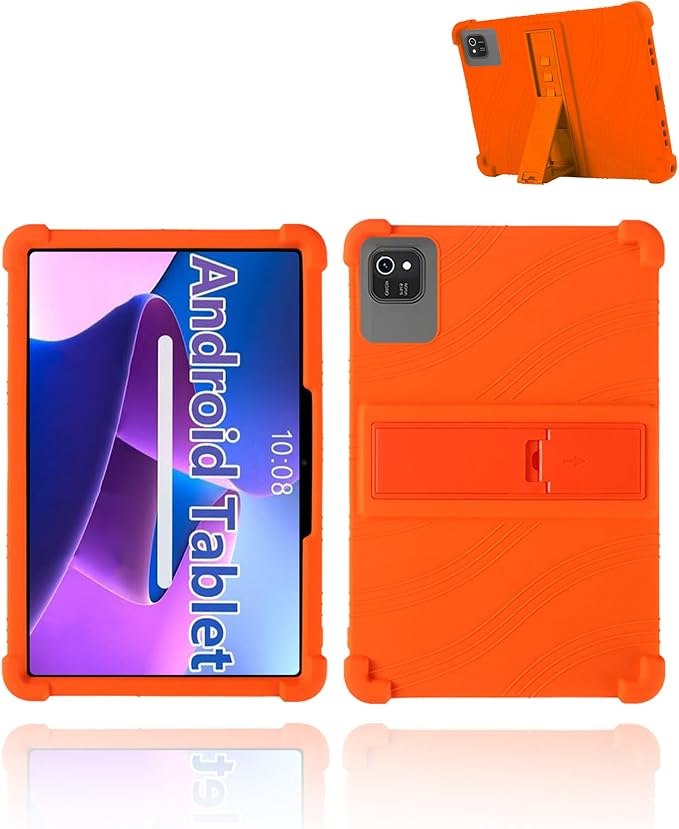 for kelankeke K10 Android 10-Inch TabletUYRUREL Skin-Friendly Soft Silicone Protective CaseFull Protection Against Drops and Scratcheswith Adjustable Viewing StandBlack.