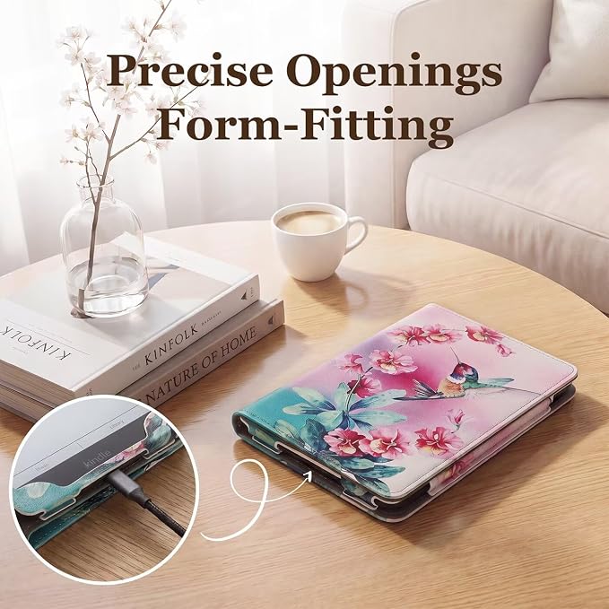 Fancity Case for Kindle Paperwhite 7/6.8 12th/11th Generation 2025 2024 | PU Leather Case with Auto Wake/Sleep Hand Strap for Kindle Paperwhite/Colorsoft Signature Edition 2021 Monet's Garden